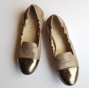 AGL Metallic Cap Toe Combo Ballet Flats Leather 9